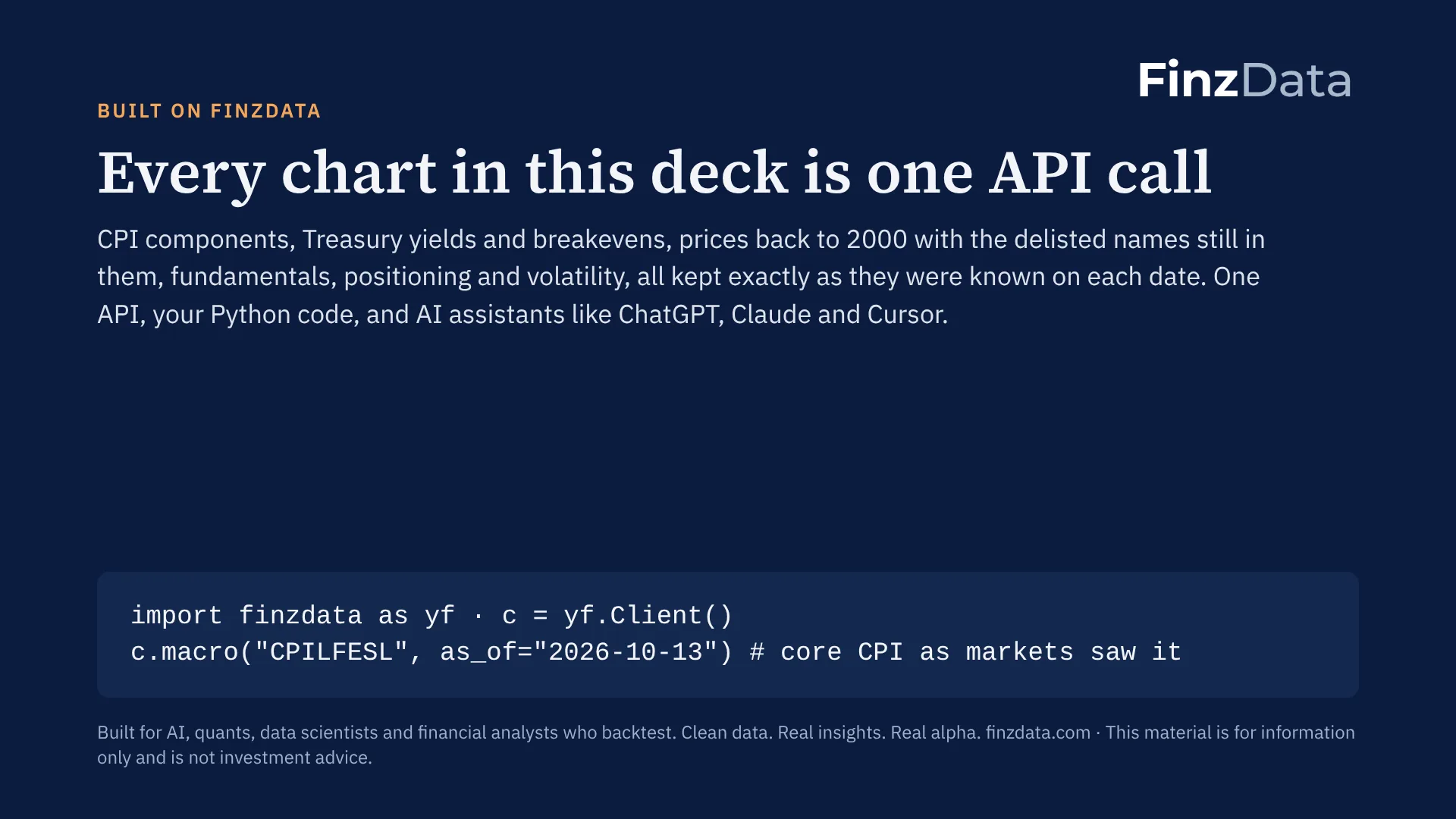 Slide 15: Every chart in this deck is one API call