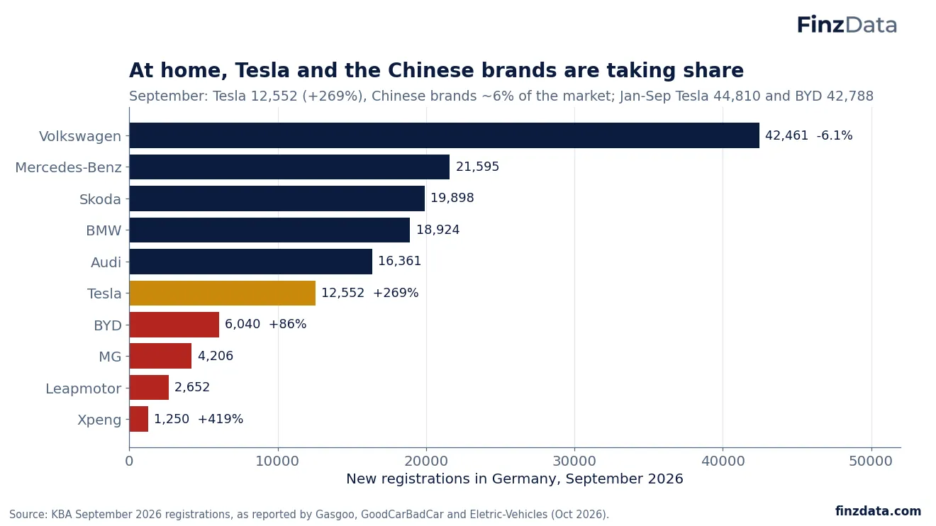Slide 16: At home, Tesla and the Chinese brands are taking share