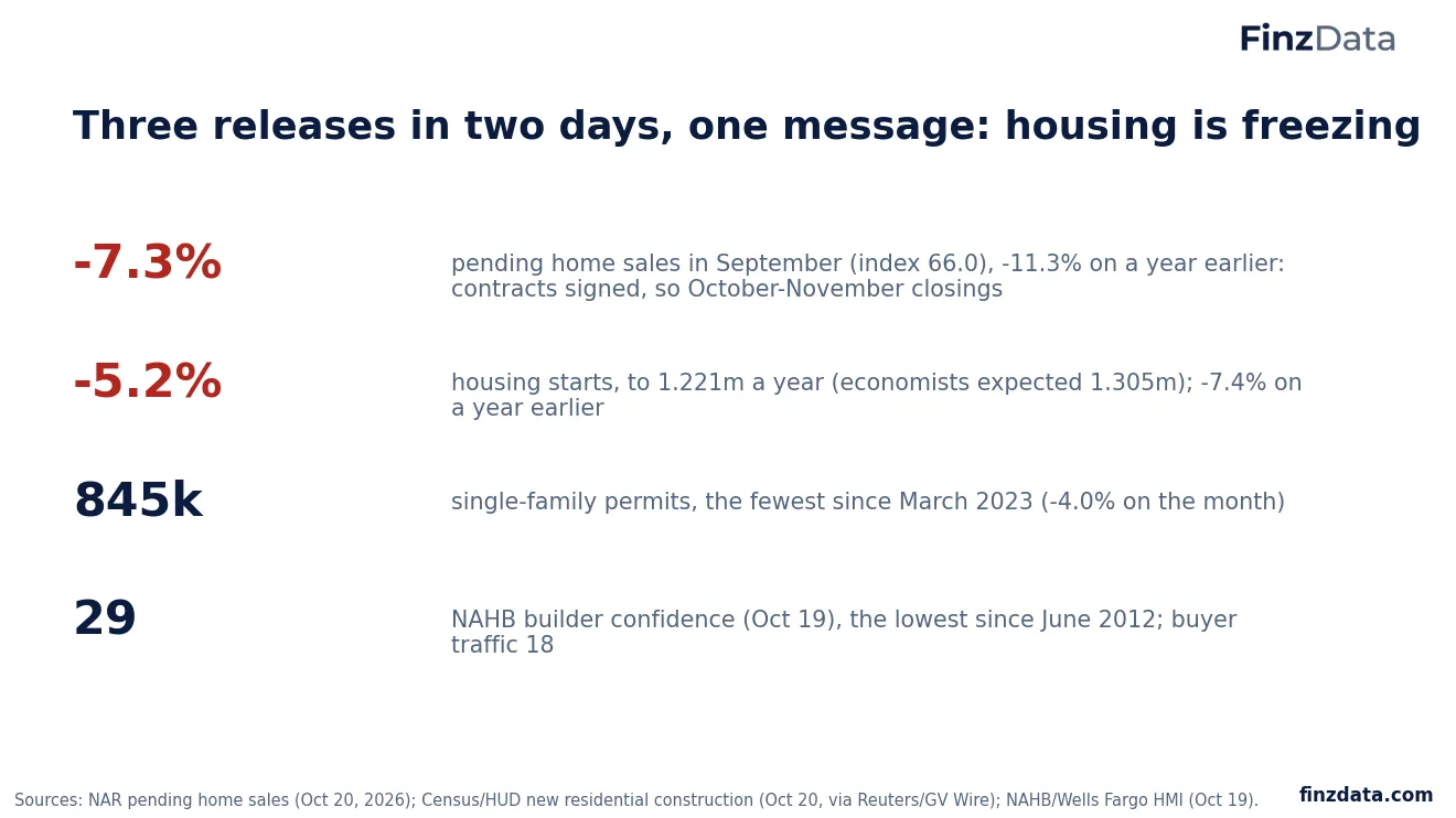 Slide 2: Three releases in two days, one message: housing is freezing