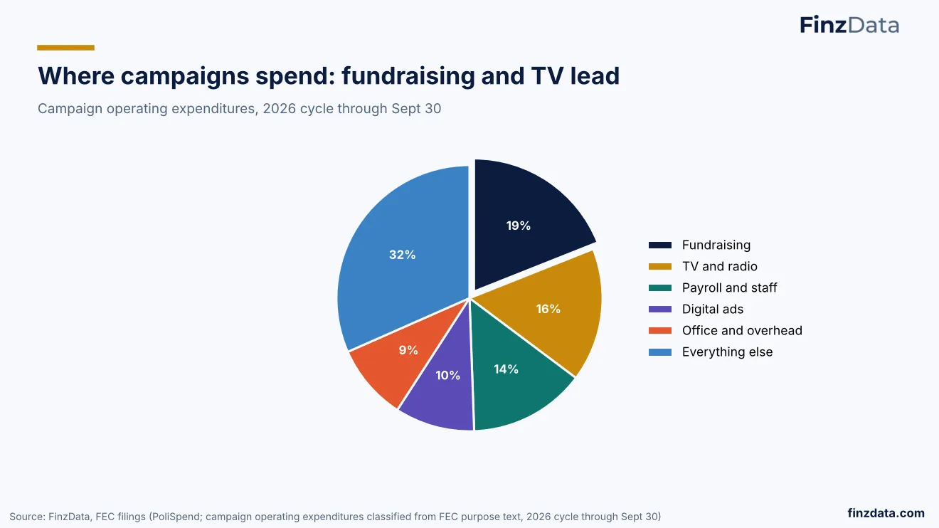 Slide 29: Where campaigns spend: fundraising and TV lead