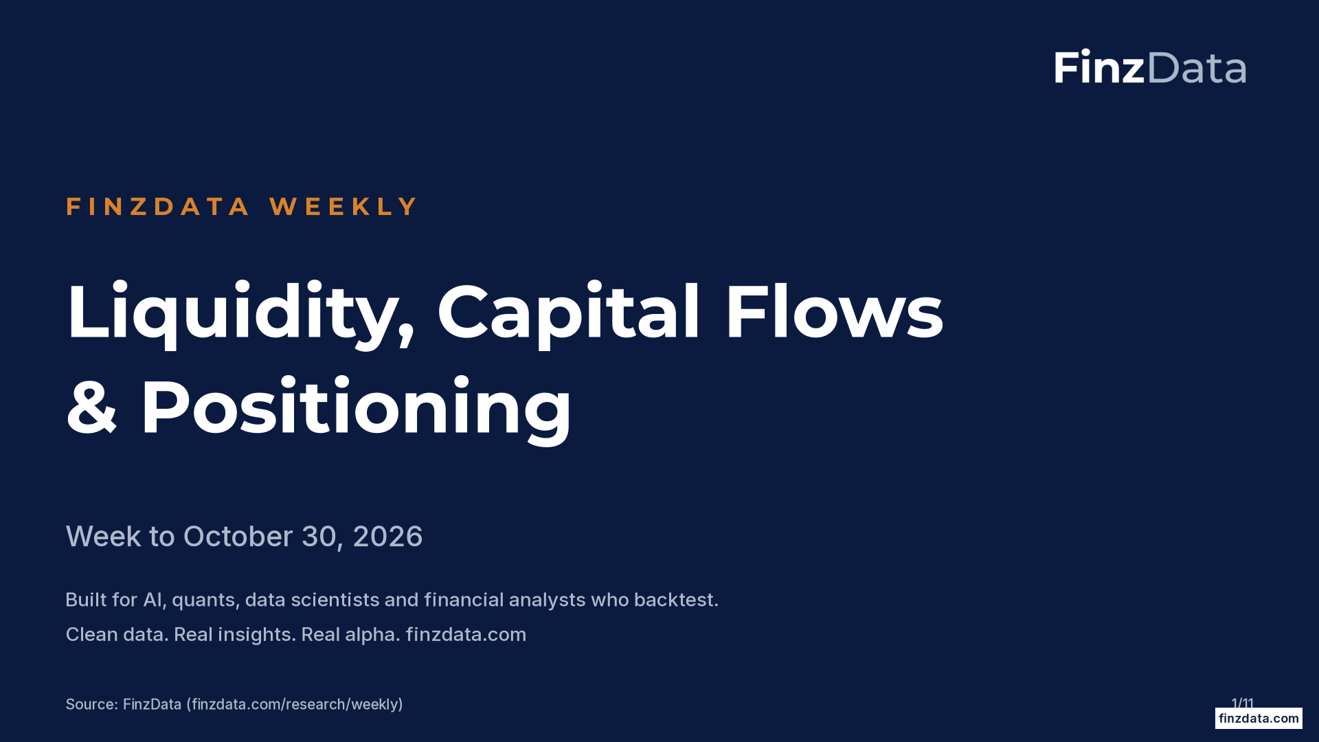 Slide 1: FinzData Weekly: Liquidity, Capital Flows & Positioning